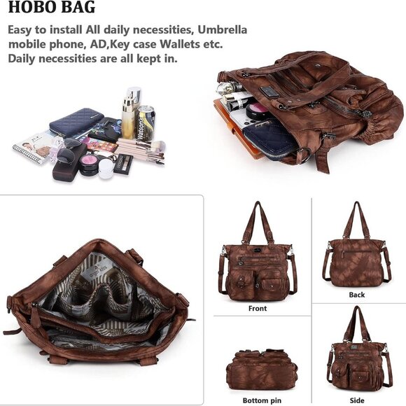 Purses and Handbag for Women Soft Leather Hobo Bags Satchel Shoulder Bags Ladies - Picture 4 of 7